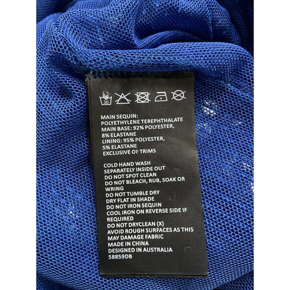 Bardot 'Verona' Blue Sequin Front Cut Out Sequin Long Sleeve Dress Size 4 - NWT - Picture 5 of 5